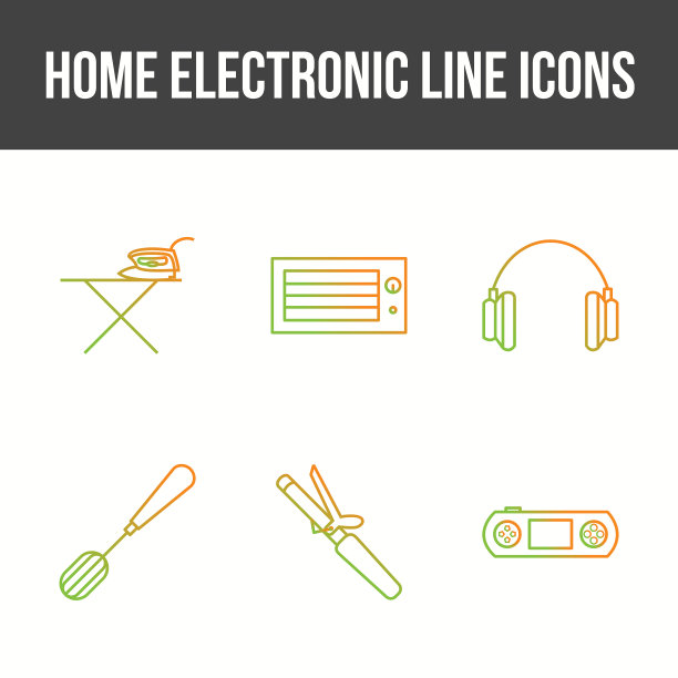 独特的家用电器图标集图片下载