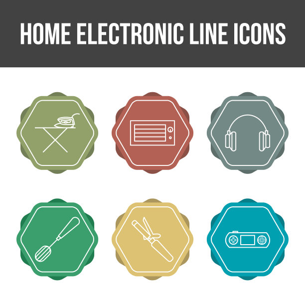 独特的家用电器图标集图片下载
