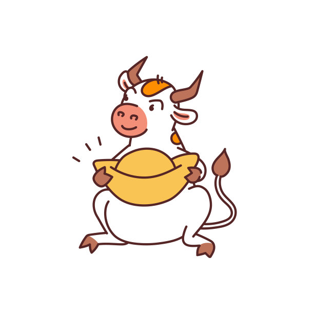 白色金属公牛与幸运的中国护身符图片下载