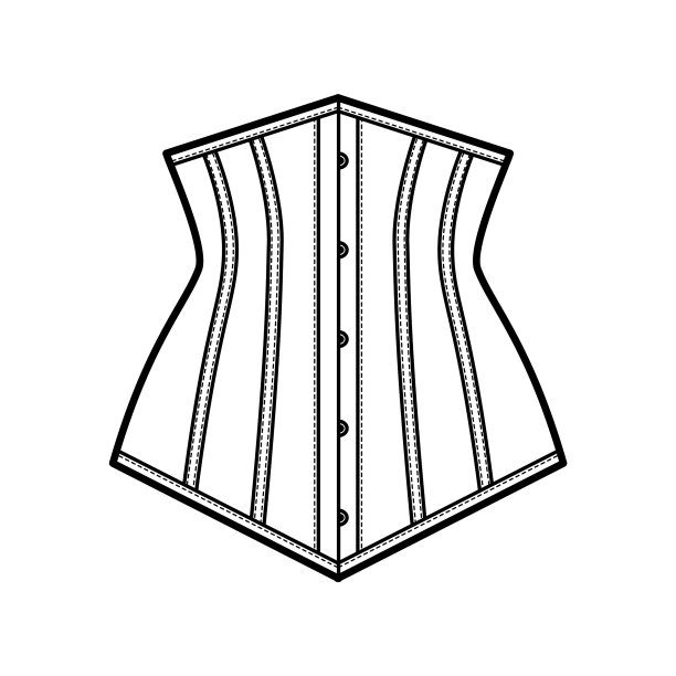 尖腰束带后背系带长线紧身衣图片下载