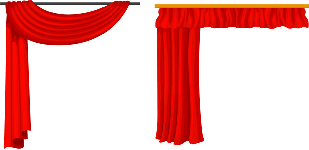 红色丝质窗帘作为可移动的屏风或窗帘图片下载