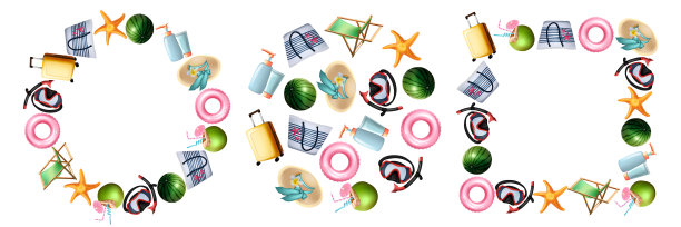 逼真的夏季符号集图片下载