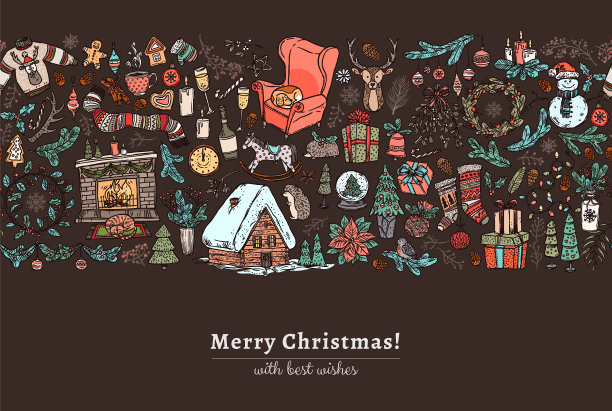 圣诞快乐，新年快乐无缝图案图片下载