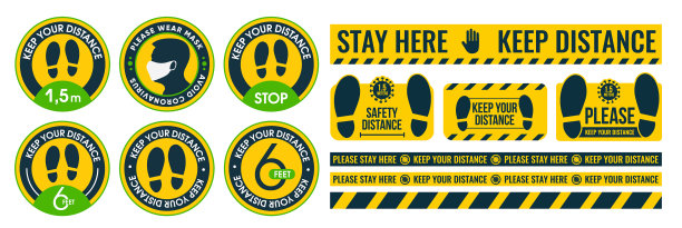 大收集社交距离地板贴纸图片下载