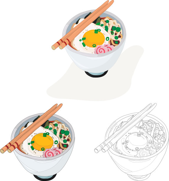 现实拉面碗与鸡蛋套图片下载