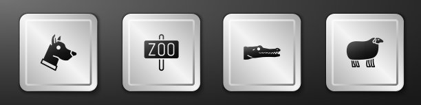 设狗头动物园公园鳄鱼和绵羊的图标图片下载