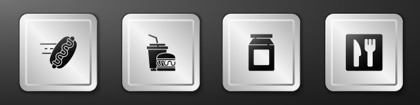 设置在线订购热狗、纸杯和汉堡图片下载