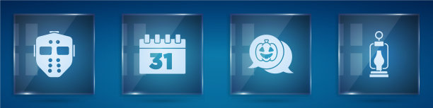 用万圣节南瓜设置曲棍球面具日历图片下载