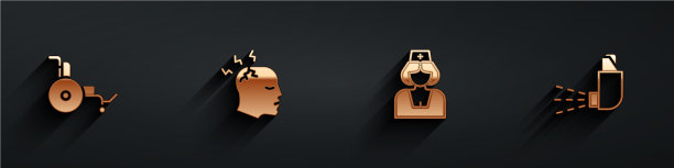 轮椅上有头痛的护士和图片下载