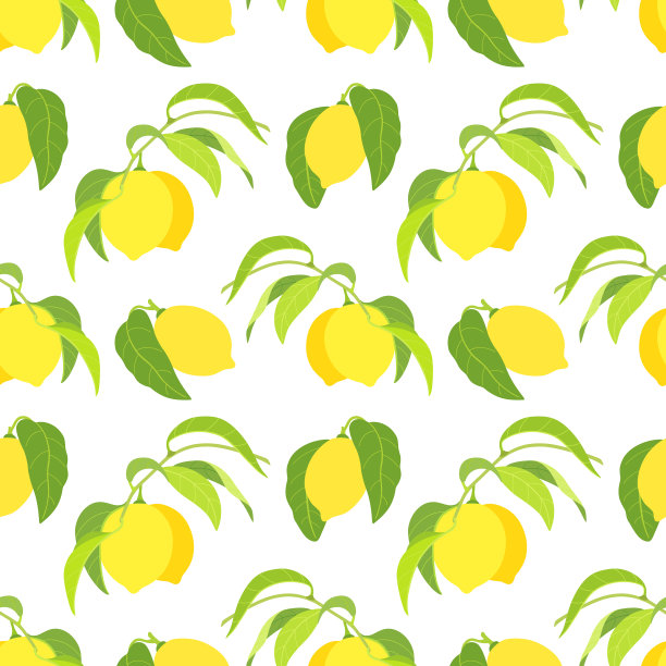 无缝模式与柠檬在树枝上图片下载