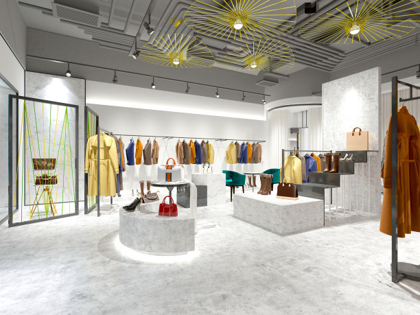 时尚服装店的3d渲染图片下载
