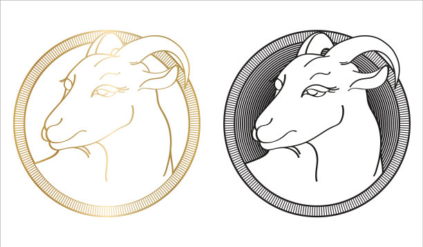 手绘山羊在孵圆框孤立上图片下载