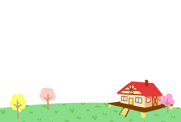 小山上的小木屋。留言卡上的白色背景。矢量插图。图片下载