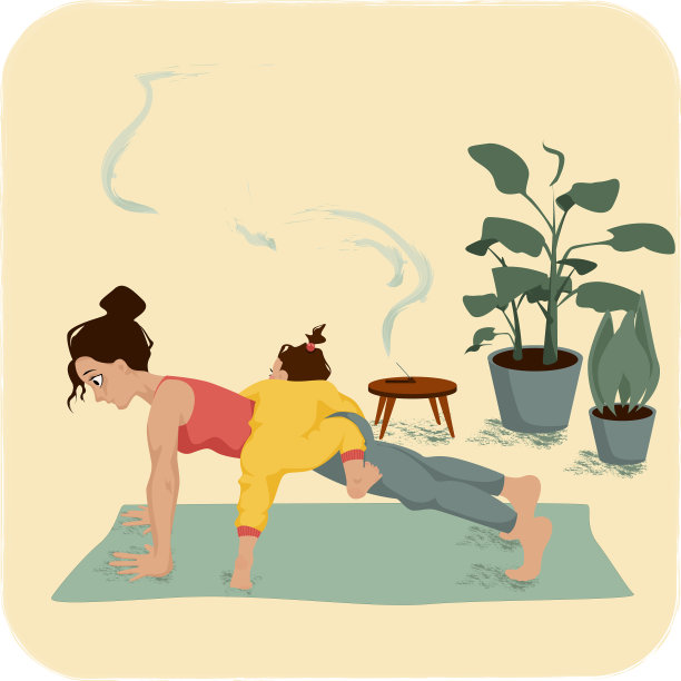 妈妈带着孩子做瑜伽图片下载