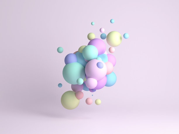 色彩柔和的彩色装饰球。图片下载