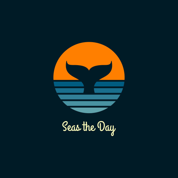 鲸圆标志海或海洋与太阳图片下载