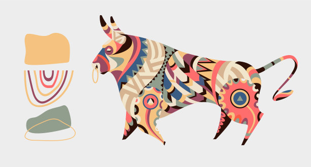 用抽象的简单形状设置公牛图片下载