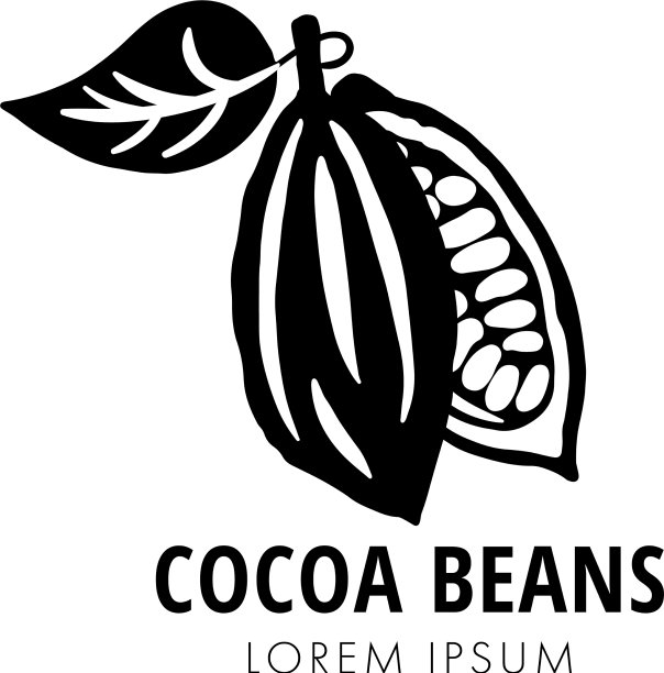 单色可可豆标志巧克力可可豆图片下载