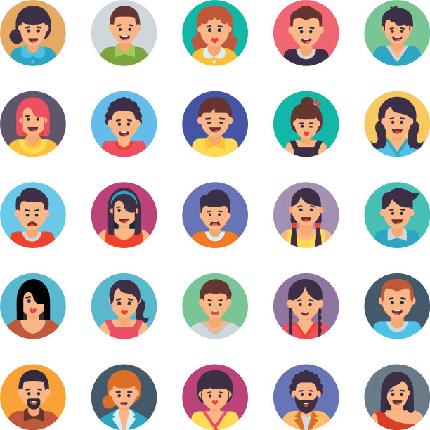 头像平面图标集图片下载