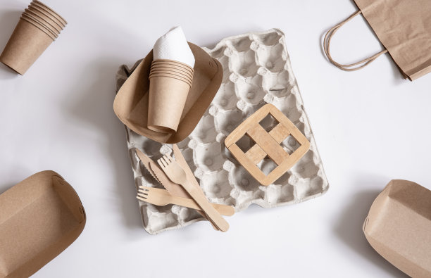 构图用一次性纸盘在蛋盘上俯视图。图片下载