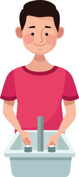 男人在浴室水槽水孤立图标图片下载