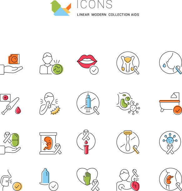 设置线条图标AIDS和HIV图片下载