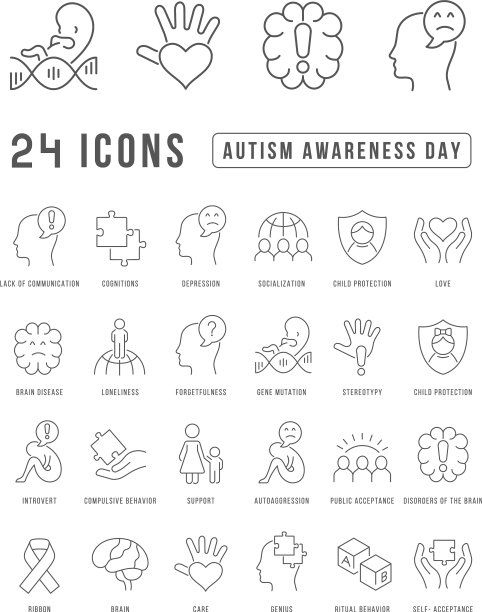 Line ICONS自闭症意识日图片下载