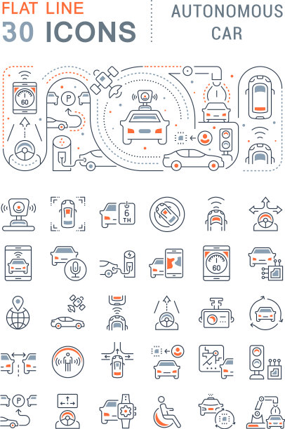 设置线图标自动驾驶汽车图片下载