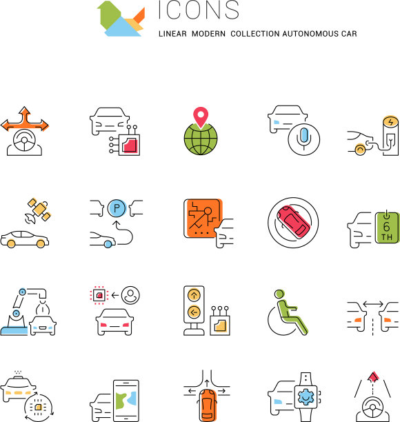 设置线图标自动驾驶汽车图片下载