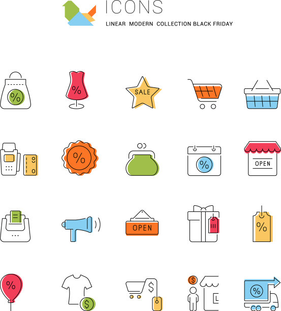 设置线条图标黑色星期五图片下载