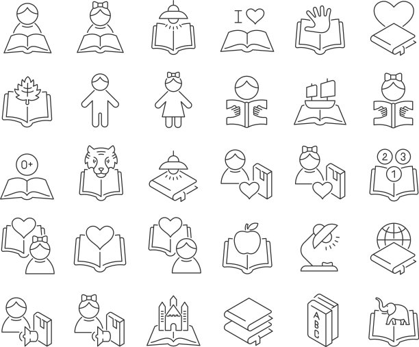 Line ICONS儿童图书日图片下载