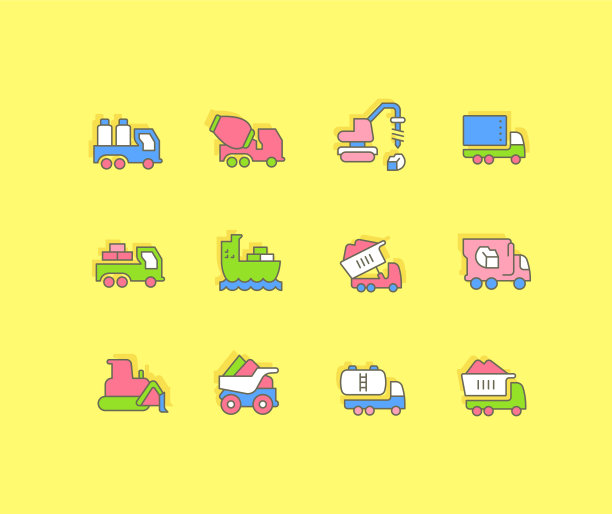 设置简单线条图标建设运输图片下载