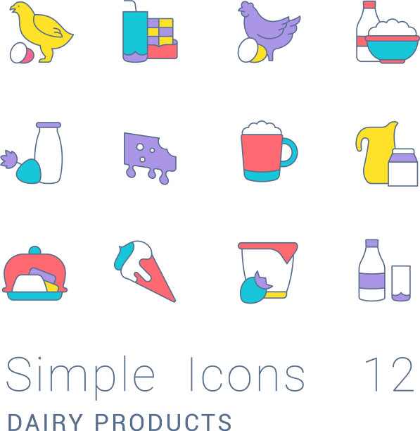 设置简单的线条图标乳制品图片下载