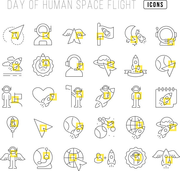 线条图标日人类太空飞行图片下载