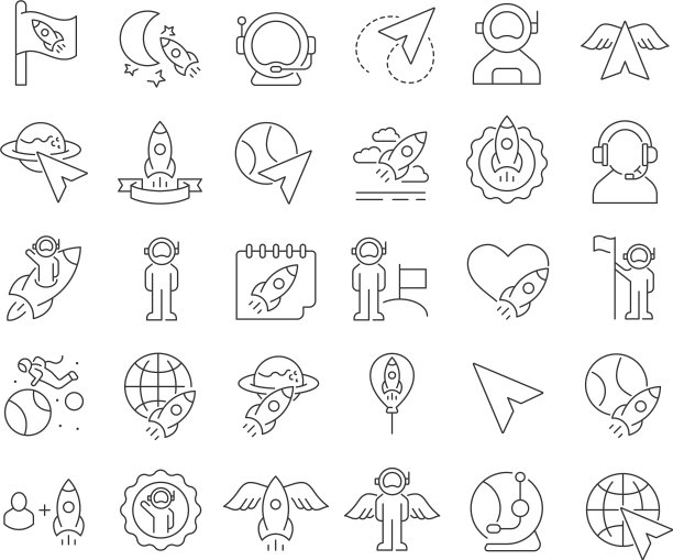 线条图标日人类太空飞行图片下载
