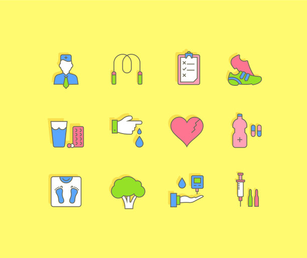 设置简单线条图标糖尿病图片下载