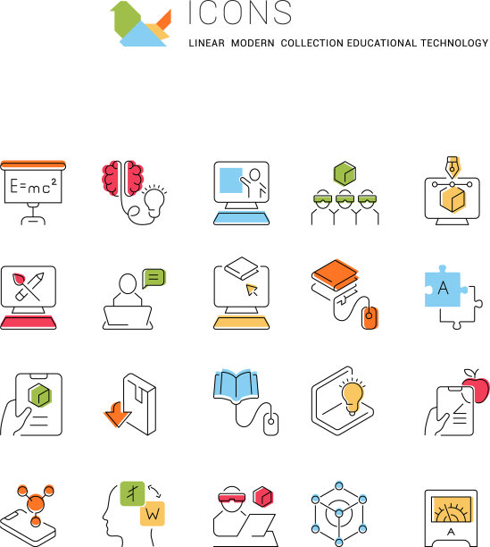 设置线条图标教育技术图片下载