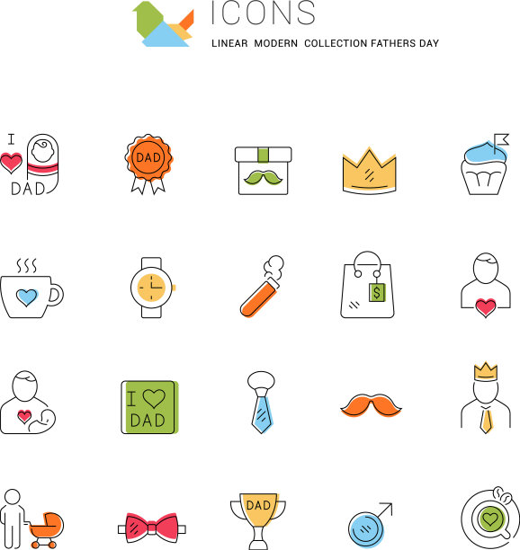 设定线条图标父亲节图片下载