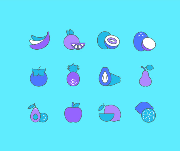 设置简单的线条图标水果图片下载