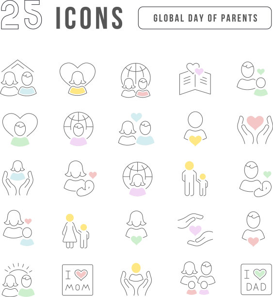 线图标全球日父母图片下载