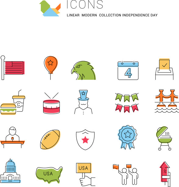 设定线条图标独立日图片下载