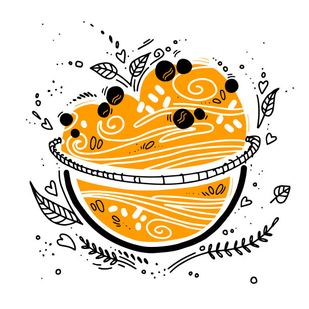 碗里的格兰诺拉麦片在涂鸦风格与白色图片下载