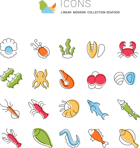 Set line图标海鲜图片下载