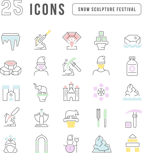 线条图标雪雕节图片下载