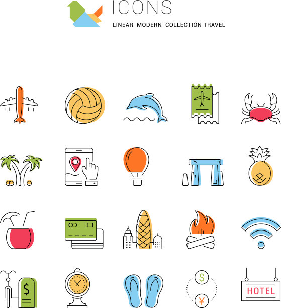 设置旅行和冒险的图标图片下载