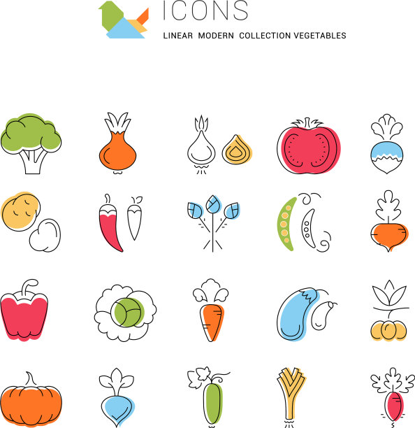 设置扁平线图标蔬菜图片下载
