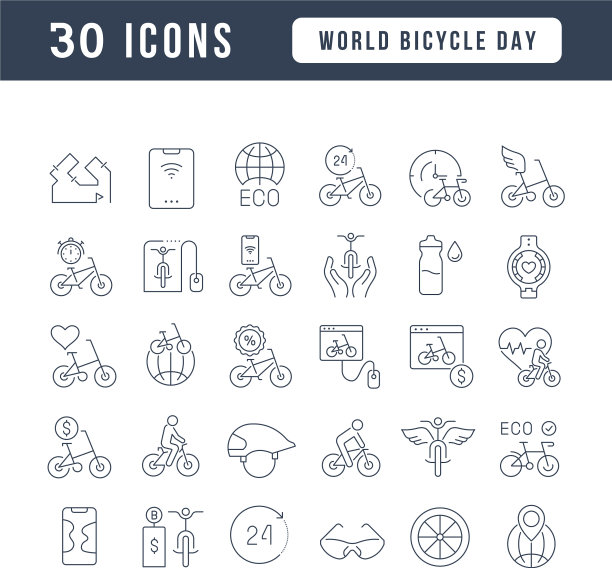 线条图标世界自行车日图片下载
