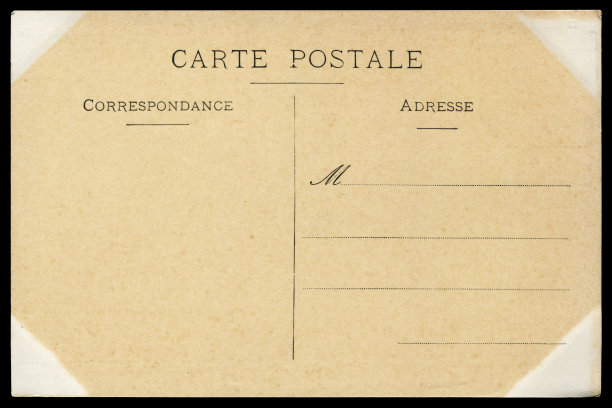 20世纪早期的老式空白法国明信片，对于任何历史明信片通信的使用都是一个非常好的背景。图片下载