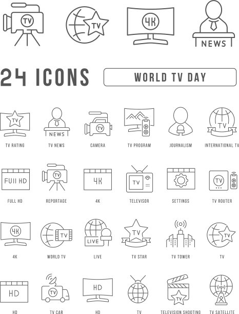 世界电视日线性图标图片下载