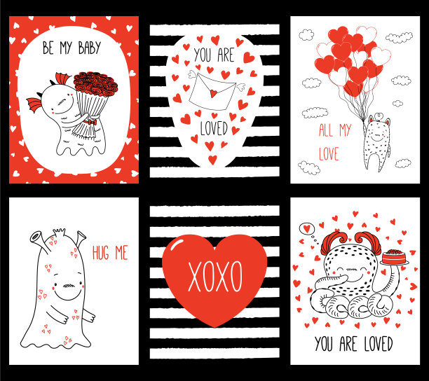 用可爱的怪物来设置情人节卡片图片下载